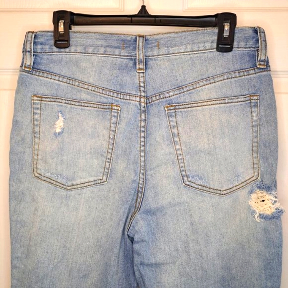 Free People Distressed Destroyed Light Wash Raw Hem Jeans Size 30 - Picture 8 of 9
